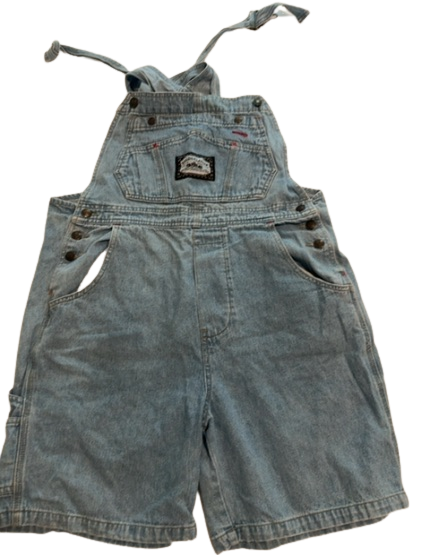 light wash denim overall shorts