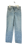 light fade jeans with faint marbling pattern