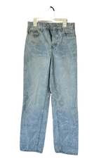 light fade jeans with faint marbling pattern