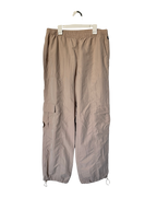 baggy beige nylon joggers