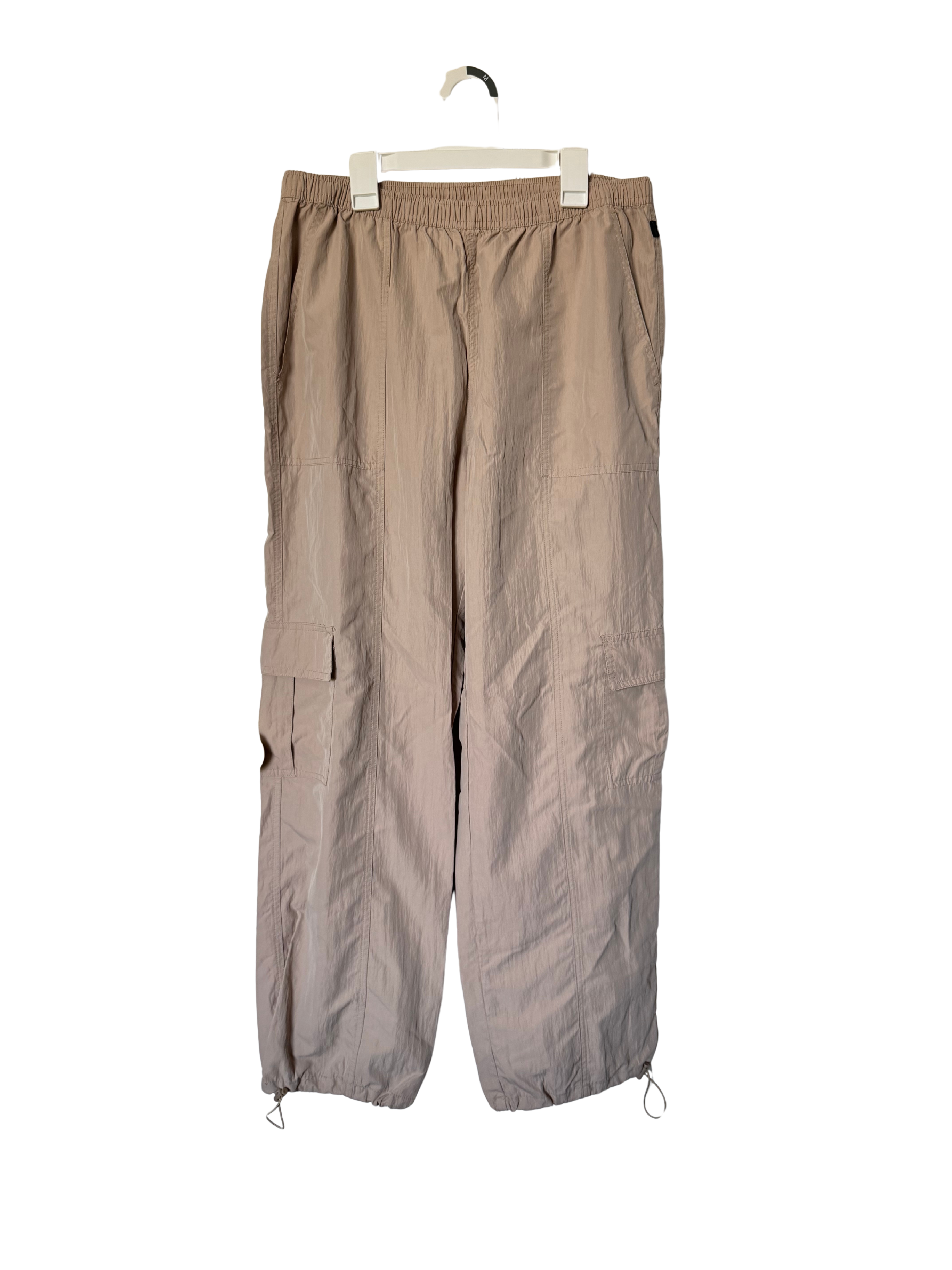baggy beige nylon joggers