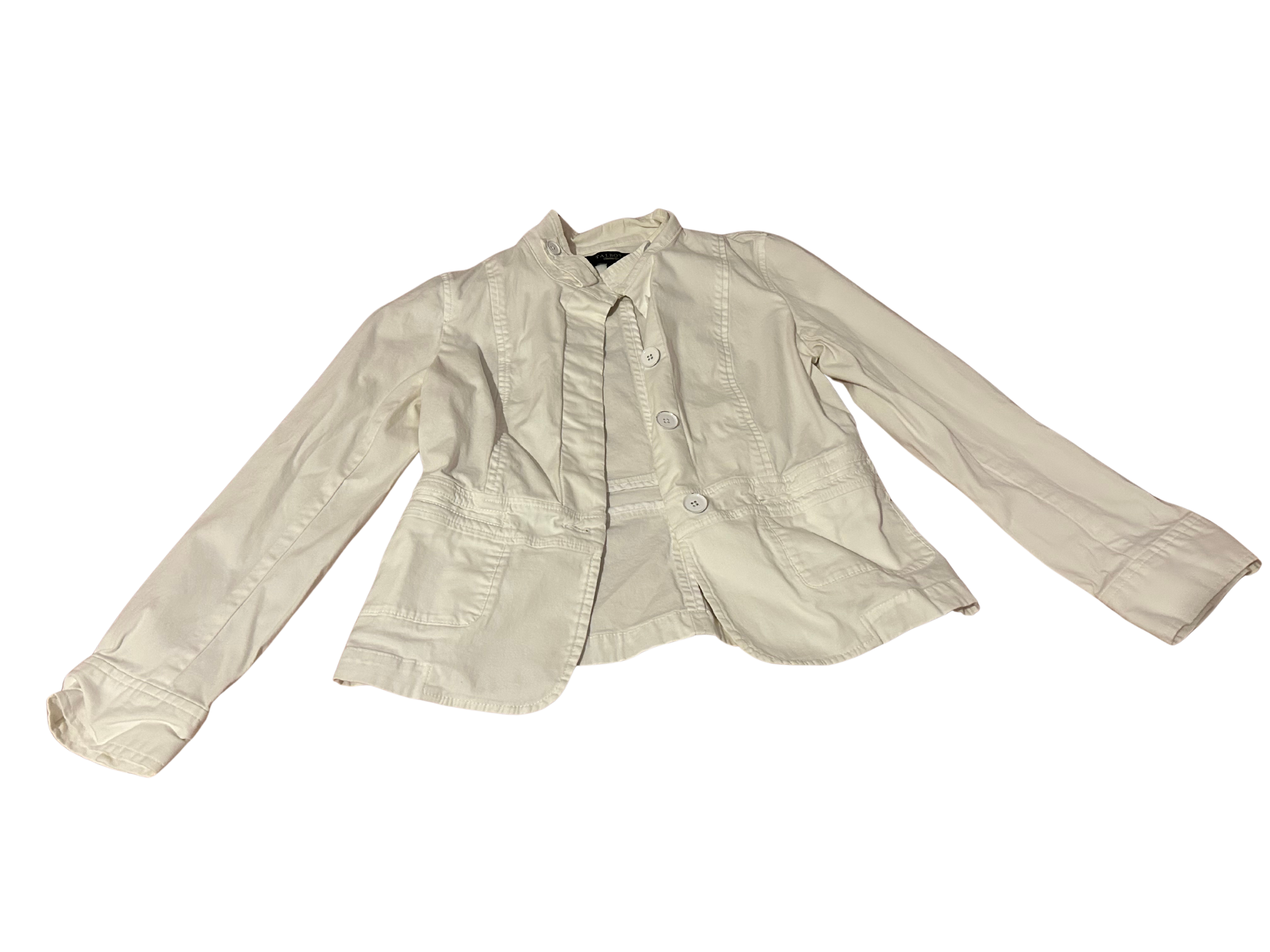 white button front structured jacket