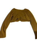 cozy mustard cropped knit top