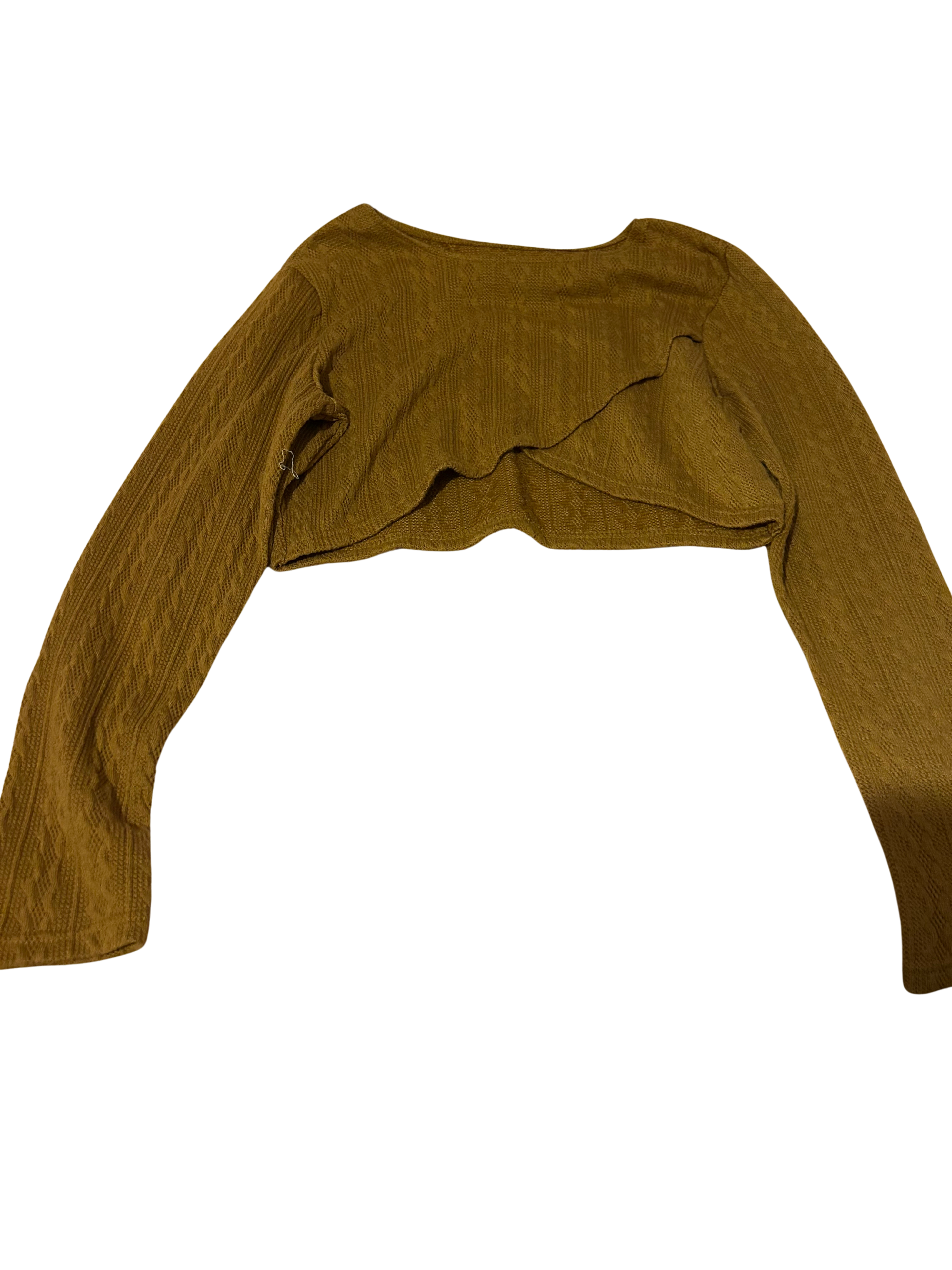 cozy mustard cropped knit top