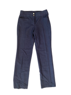 gray dress pants with gold buttons