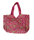 maximalist pink embroidered tote bag