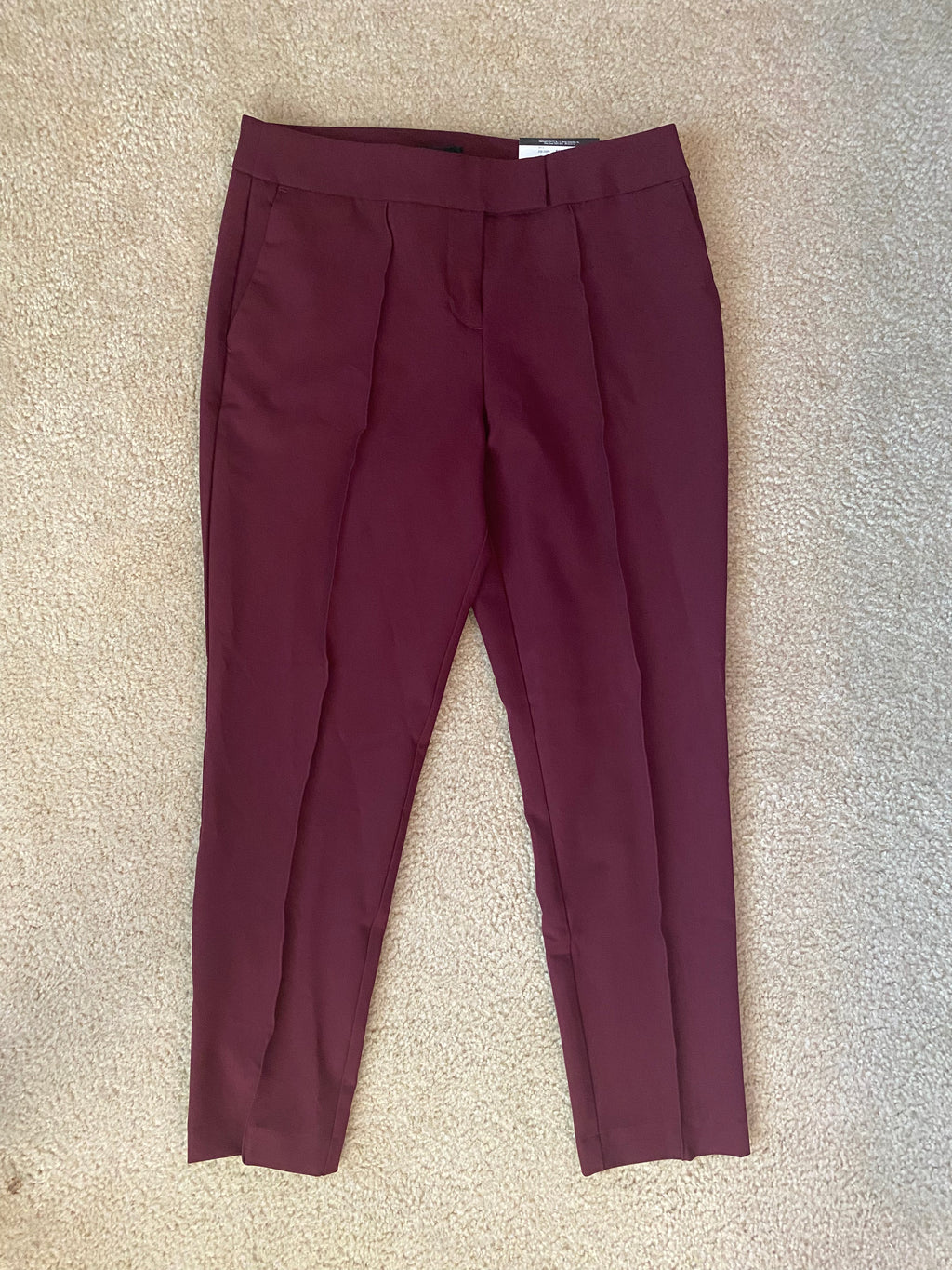 burgundy ankle-length dress pants