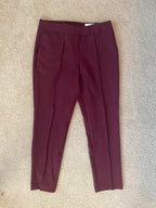 burgundy ankle-length dress pants