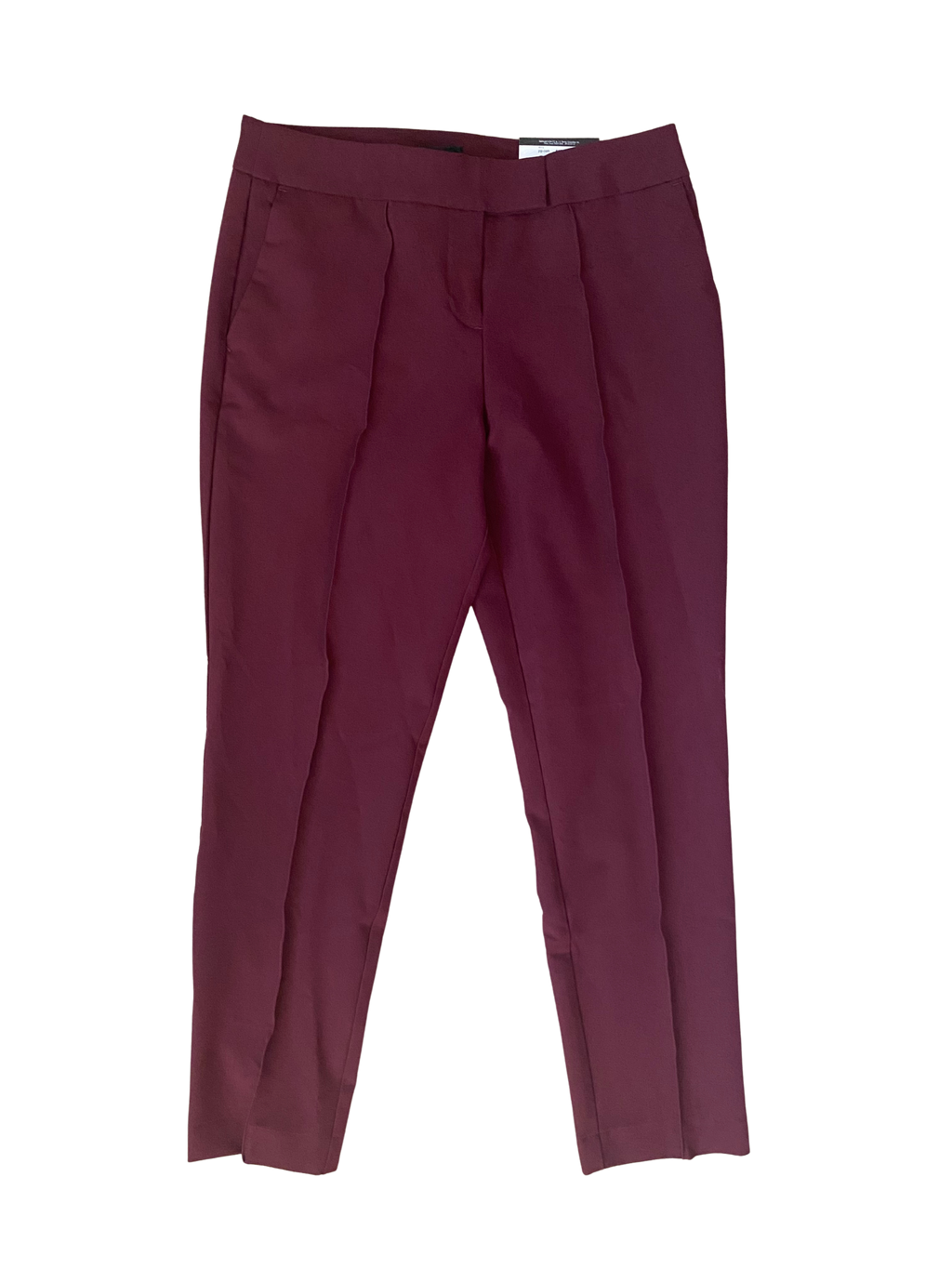 burgundy ankle-length dress pants