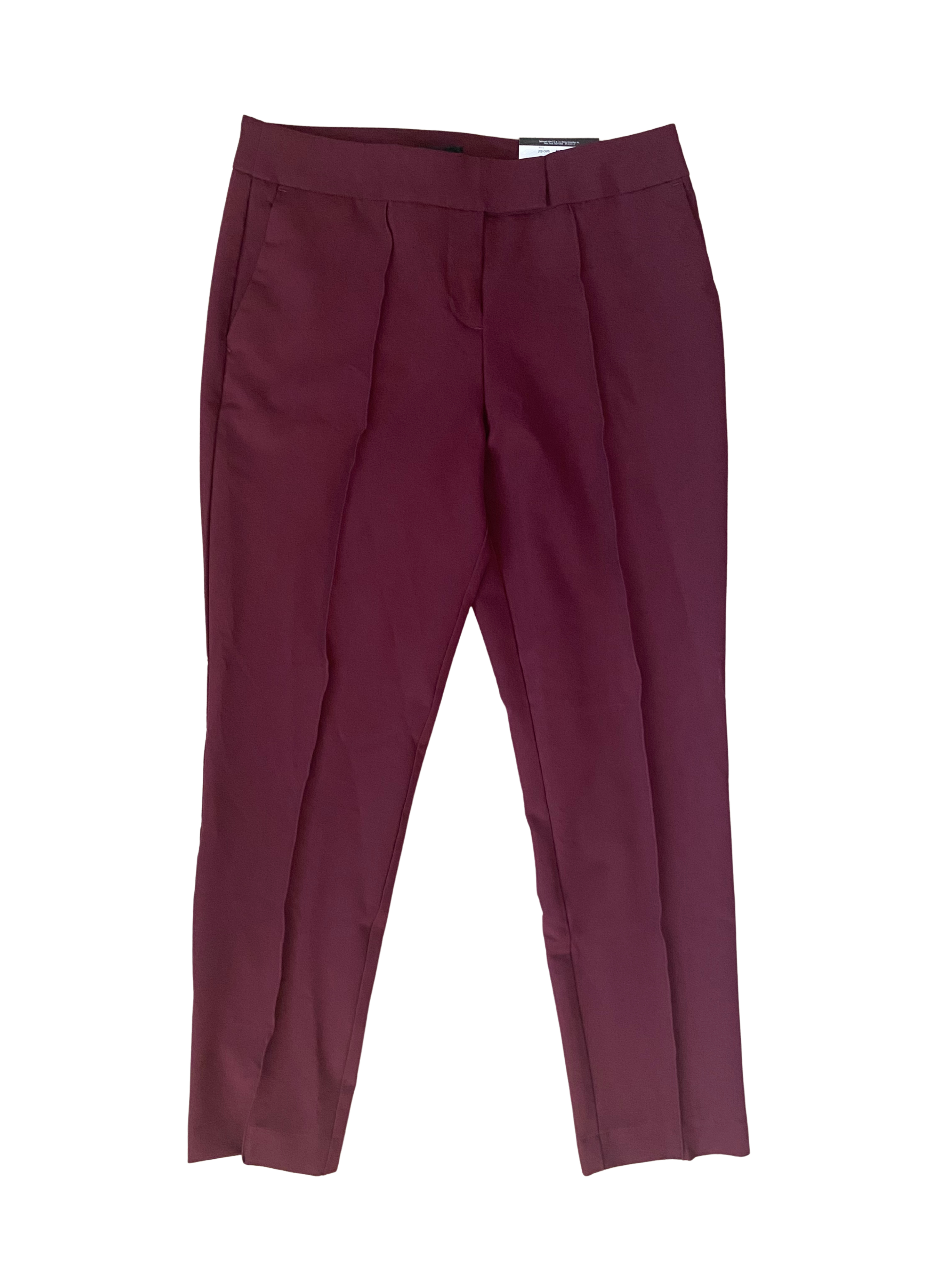 burgundy ankle-length dress pants