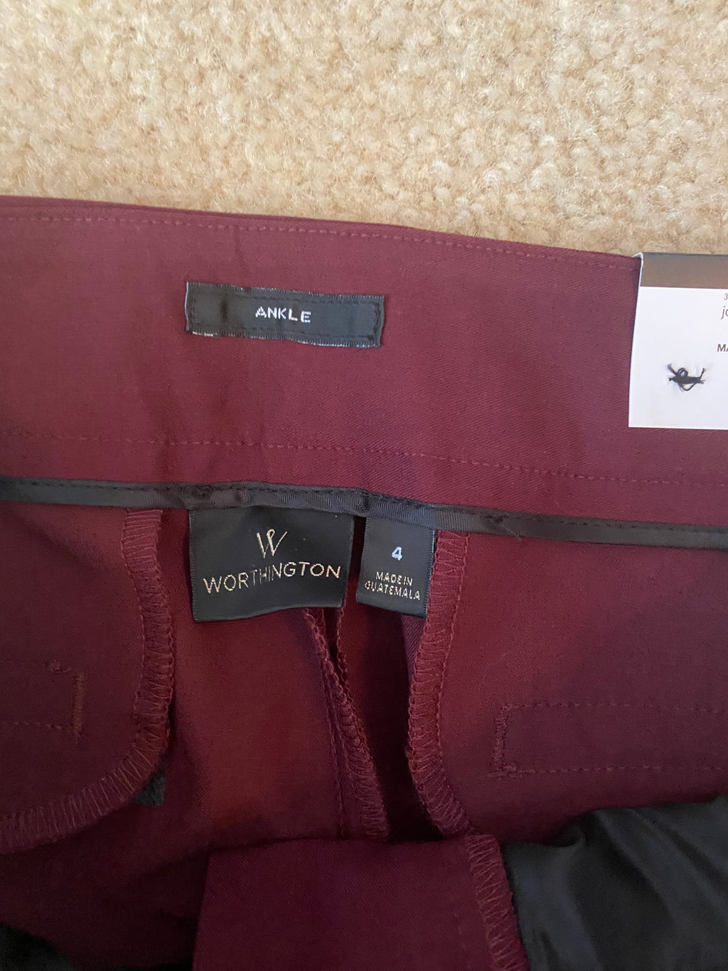 burgundy ankle-length dress pants