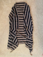 black and beige striped sheer vest