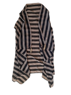 black and beige striped sheer vest