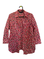 pink floral button-up shirt