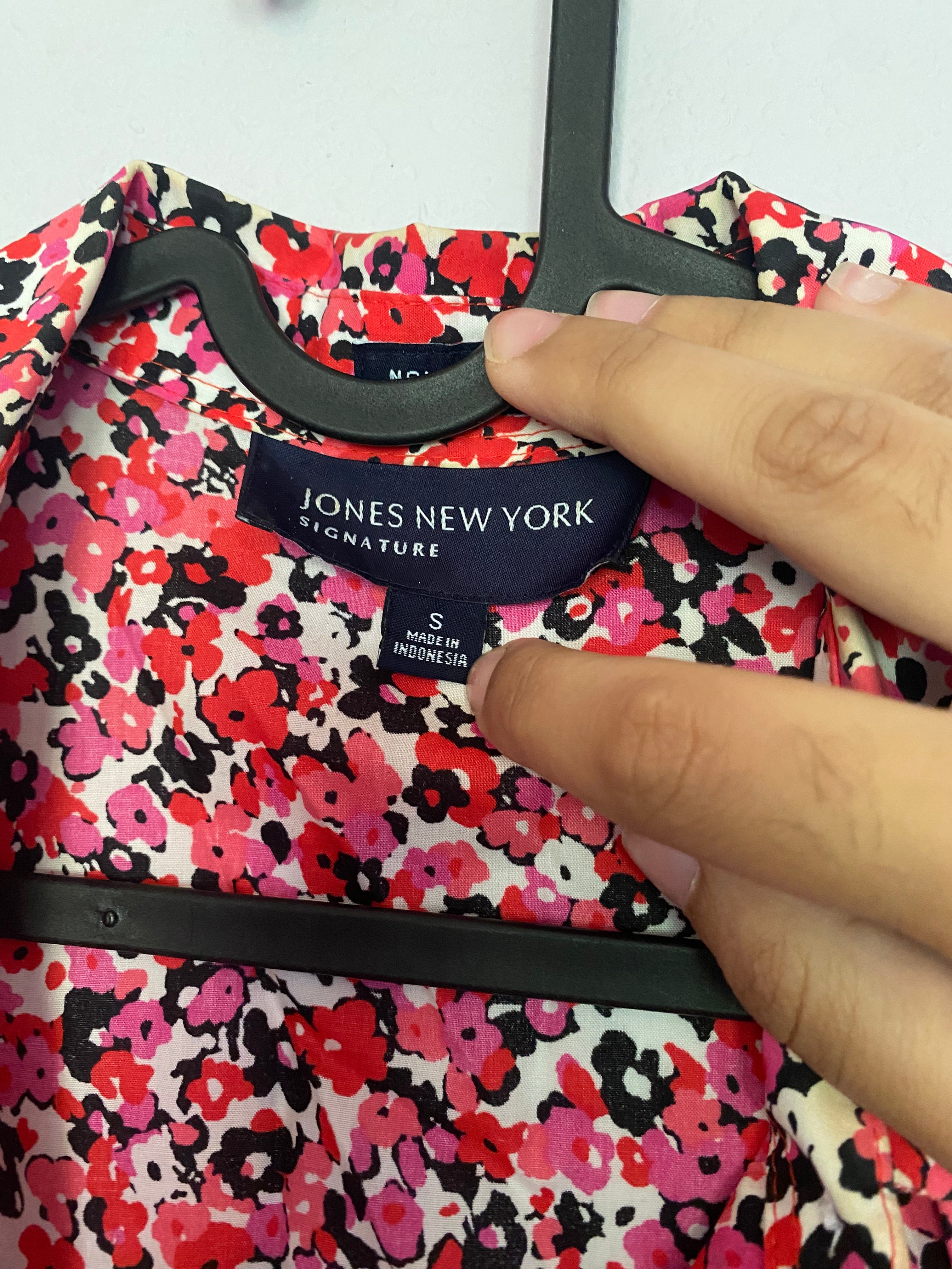 pink floral button-up shirt