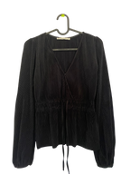 abercrombie & fitch black pleated wrap top