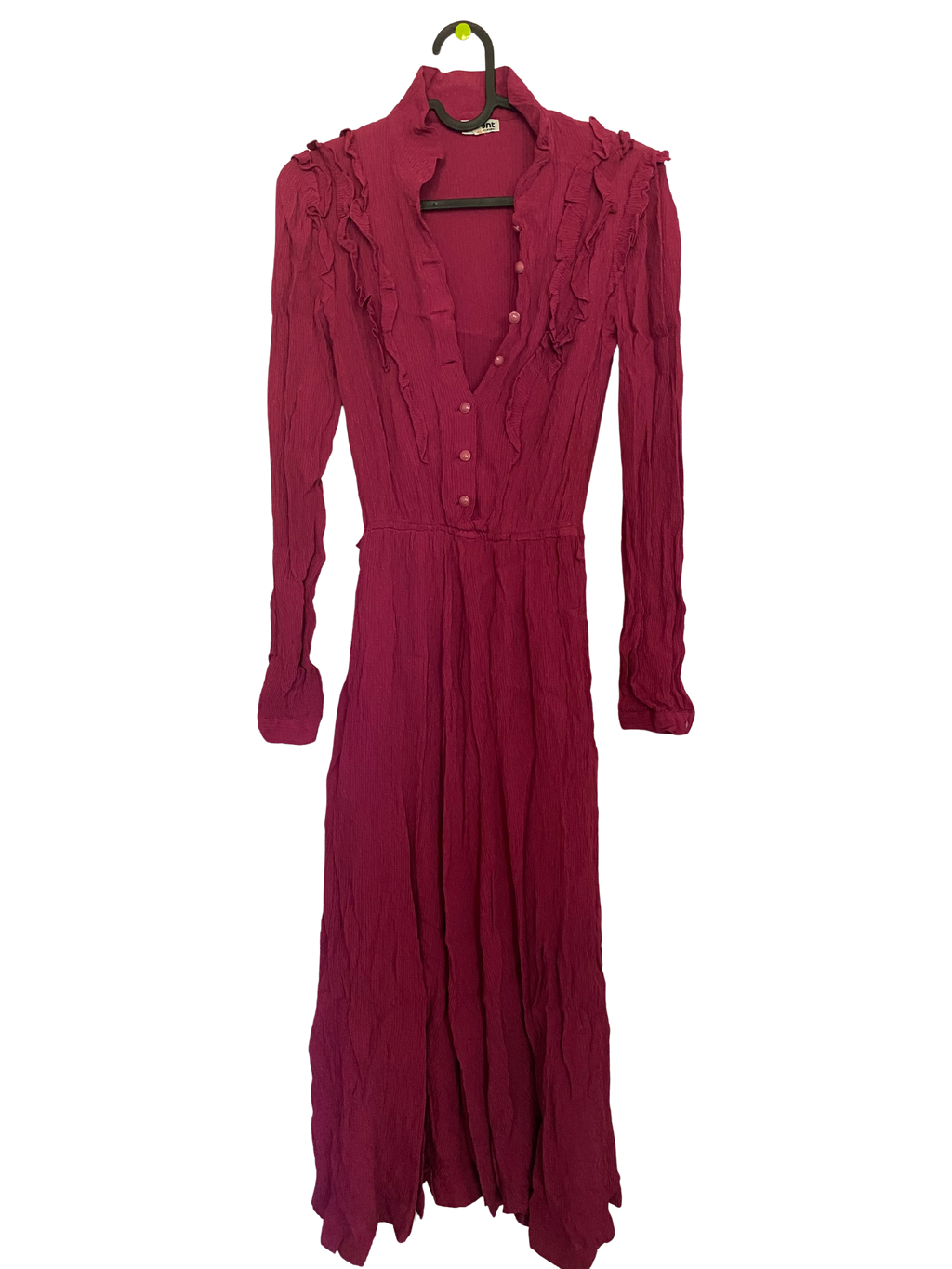 magenta ruffle collar dress