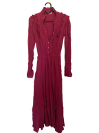 magenta ruffle collar dress