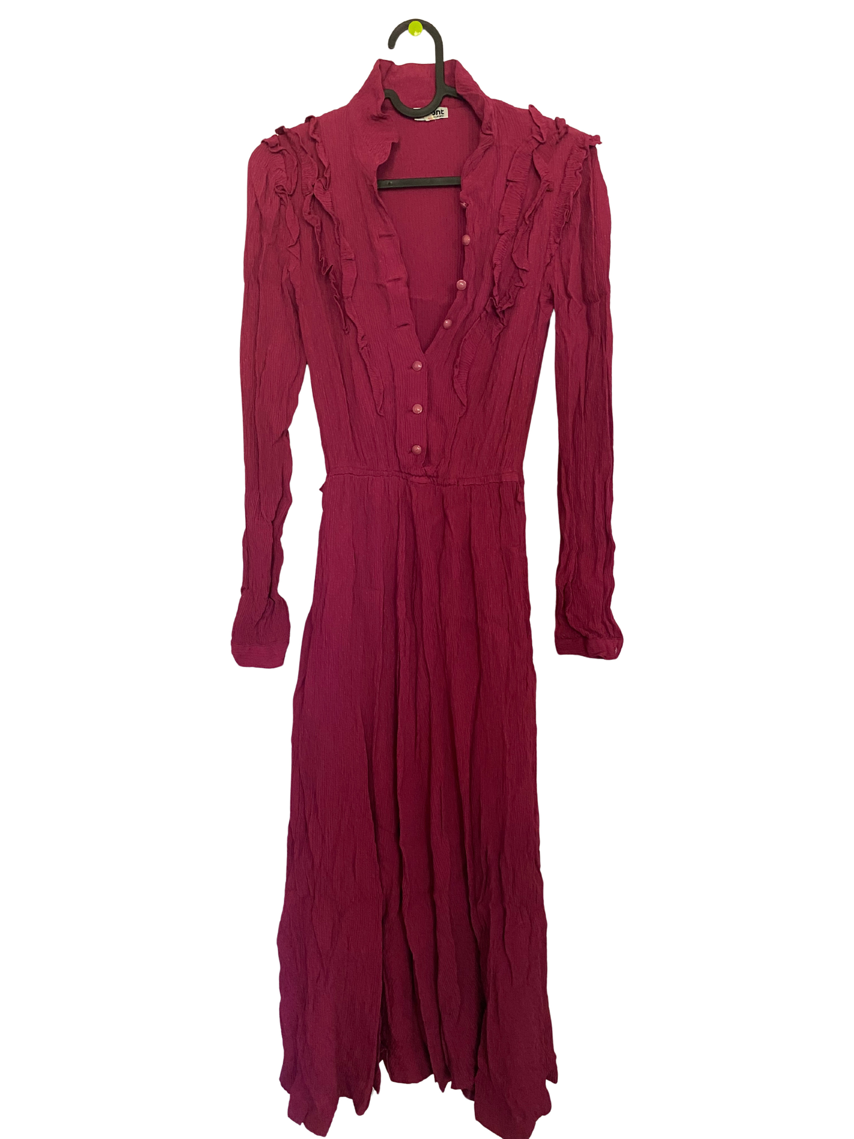 magenta ruffle collar dress