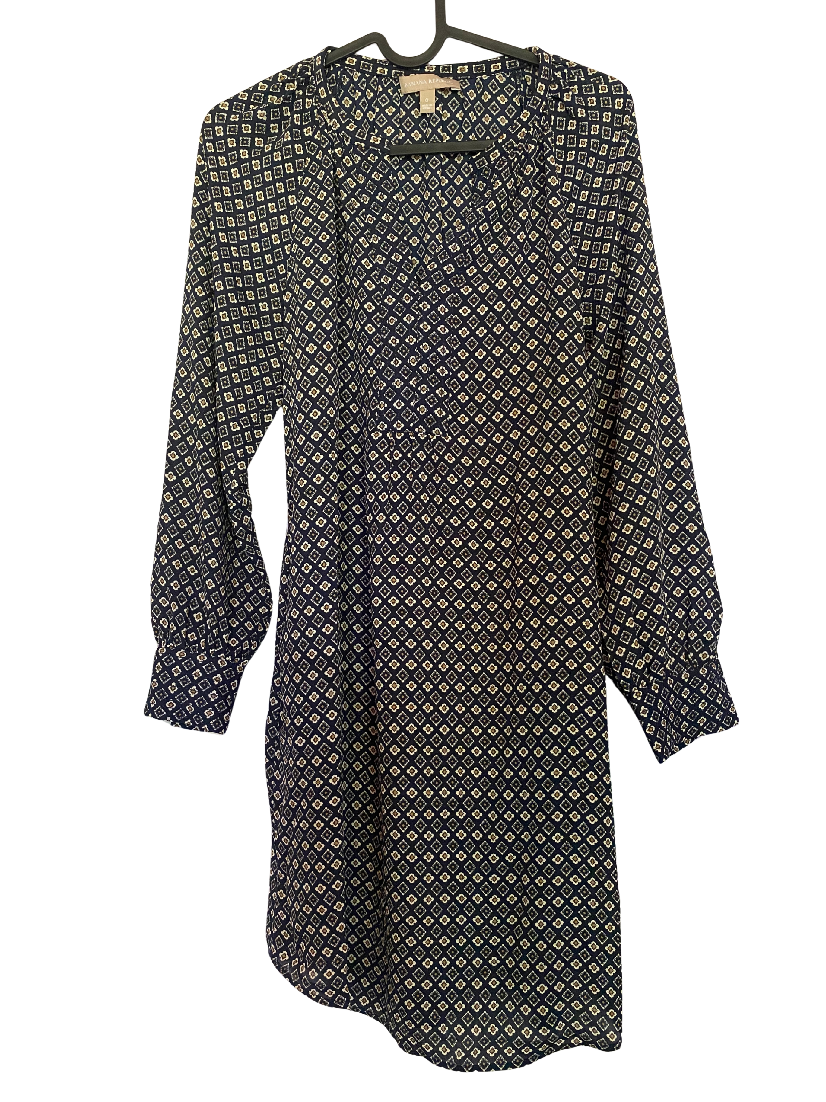 banana republic navy geometric print dress