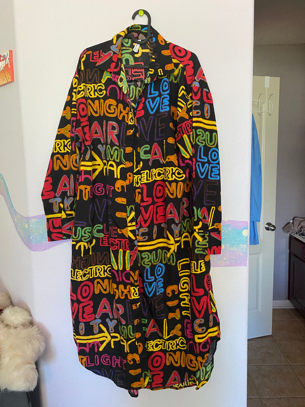 colorful funky printed shirt dress