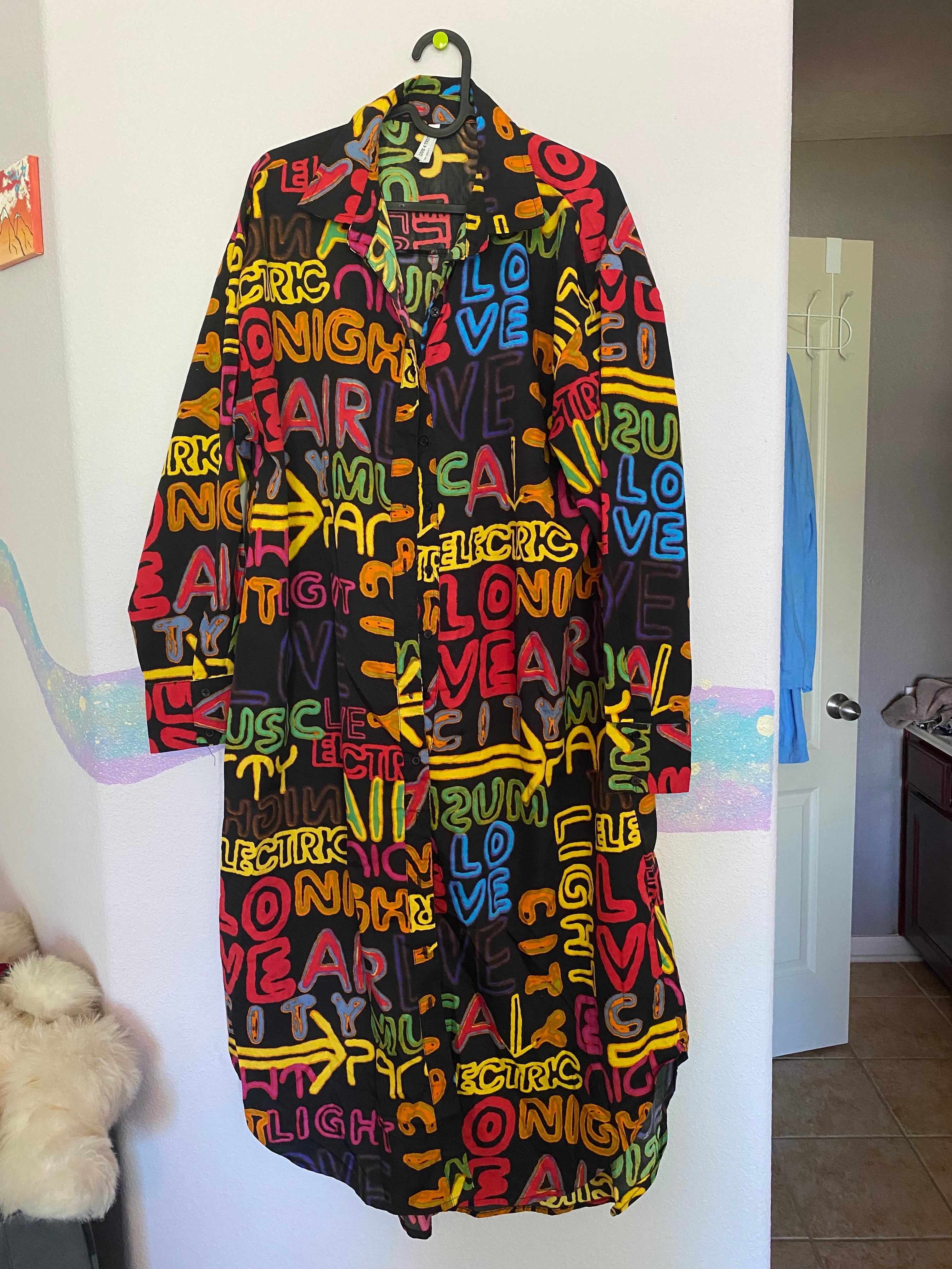 colorful funky printed shirt dress