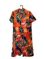 breezy orange abstract floral shirt dress