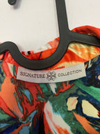 breezy orange abstract floral shirt dress