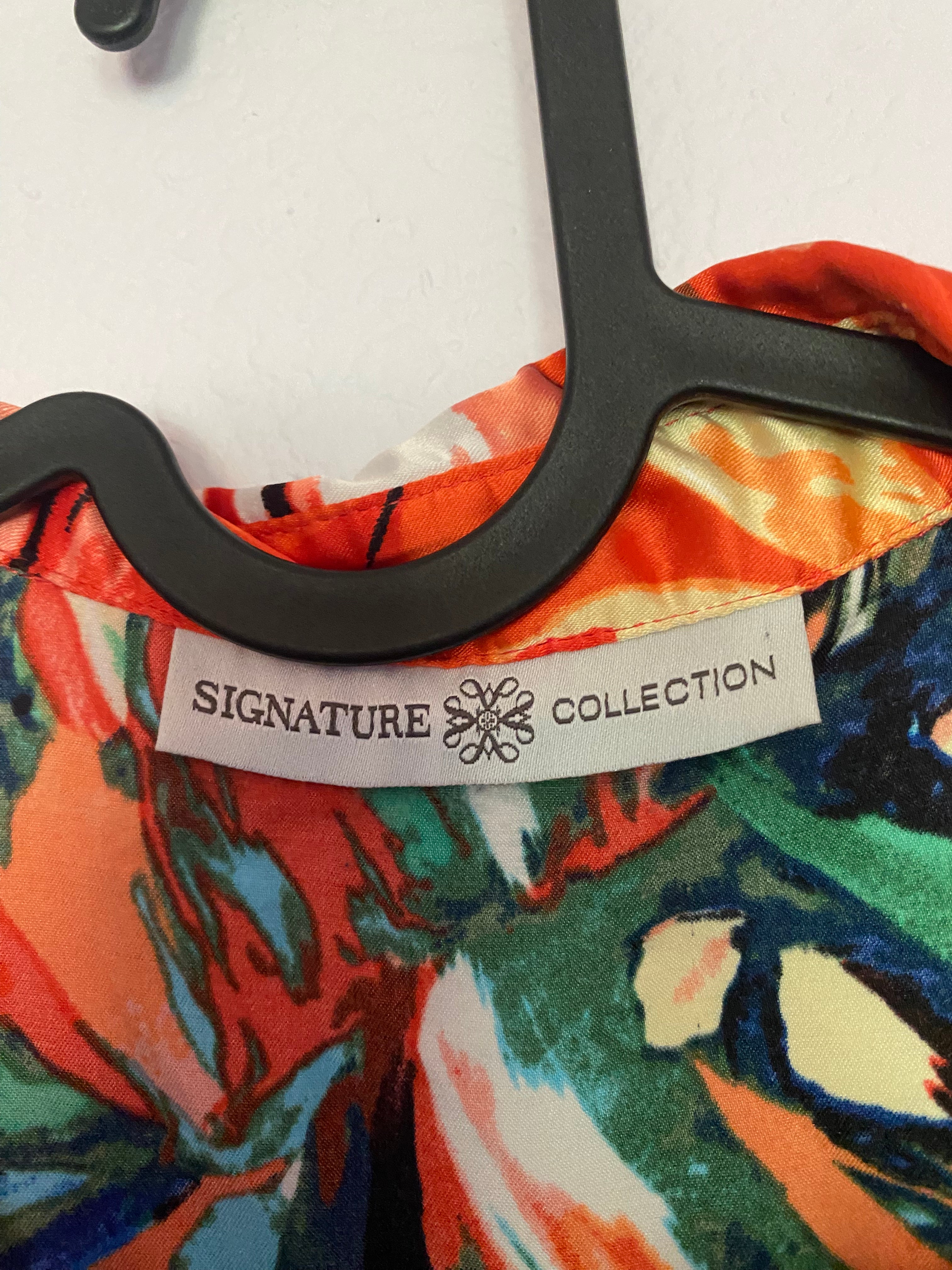 breezy orange abstract floral shirt dress