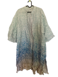 teal ombre geometric print kimono