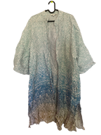 teal ombre geometric print kimono