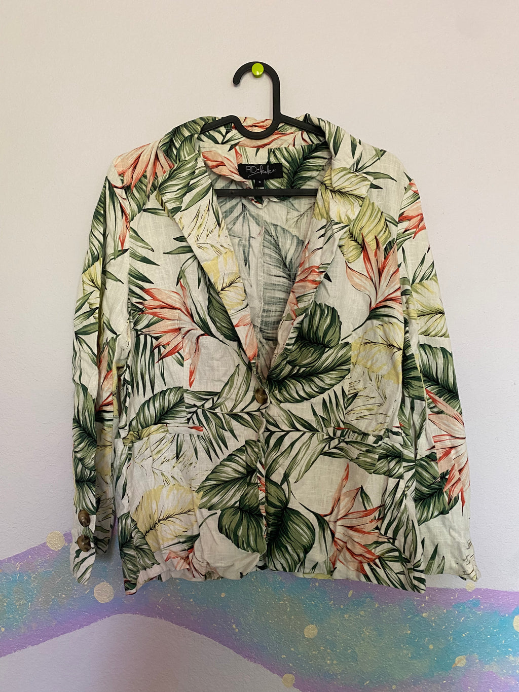 tropical palm print blazer