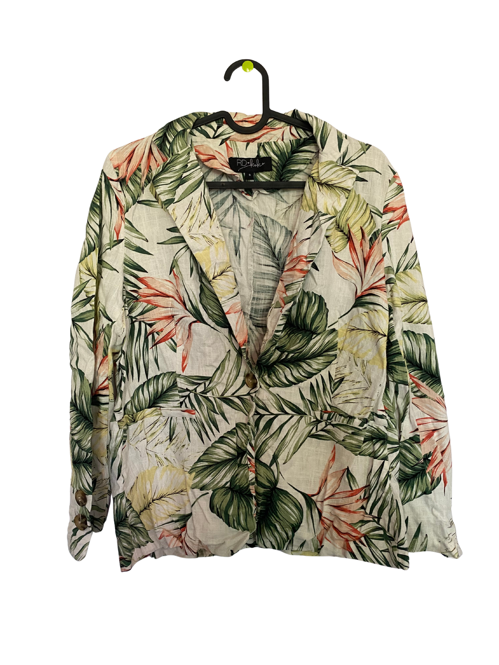 tropical palm print blazer