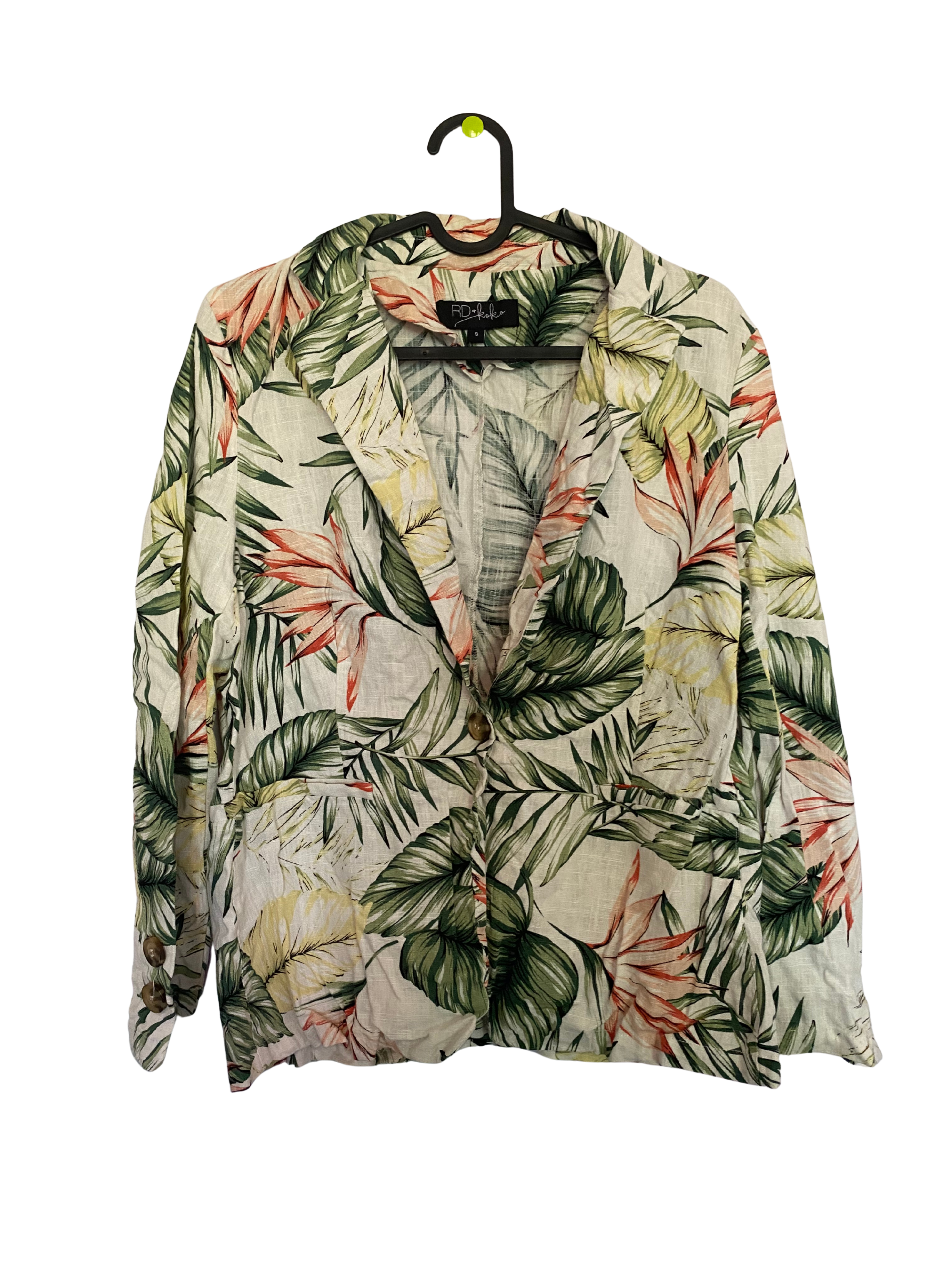tropical palm print blazer