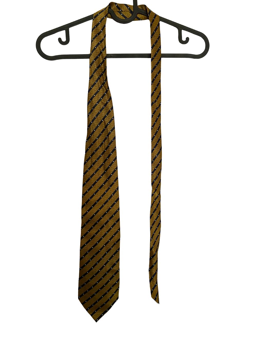 gold and navy diagonal stripe tie