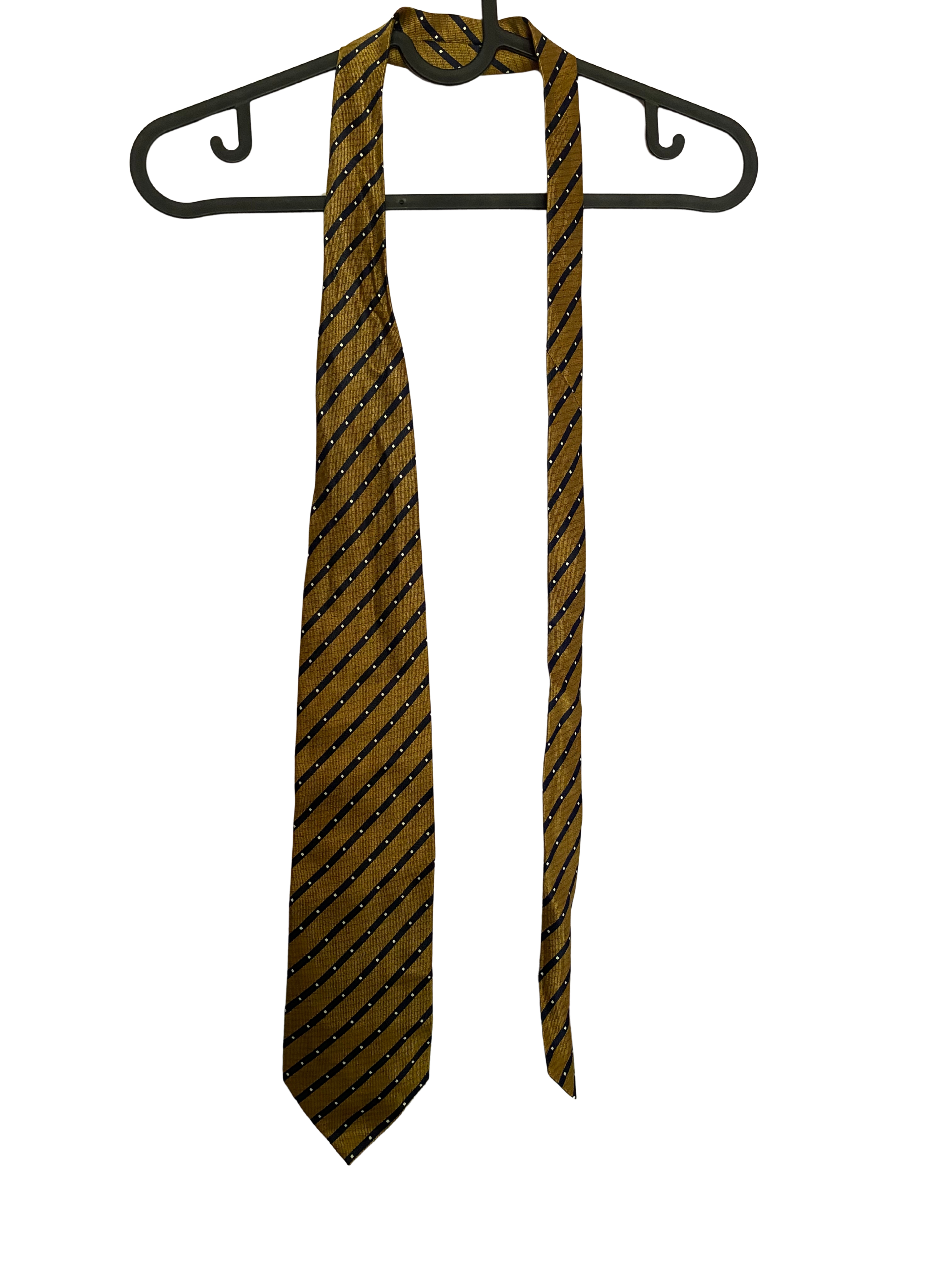 gold and navy diagonal stripe tie