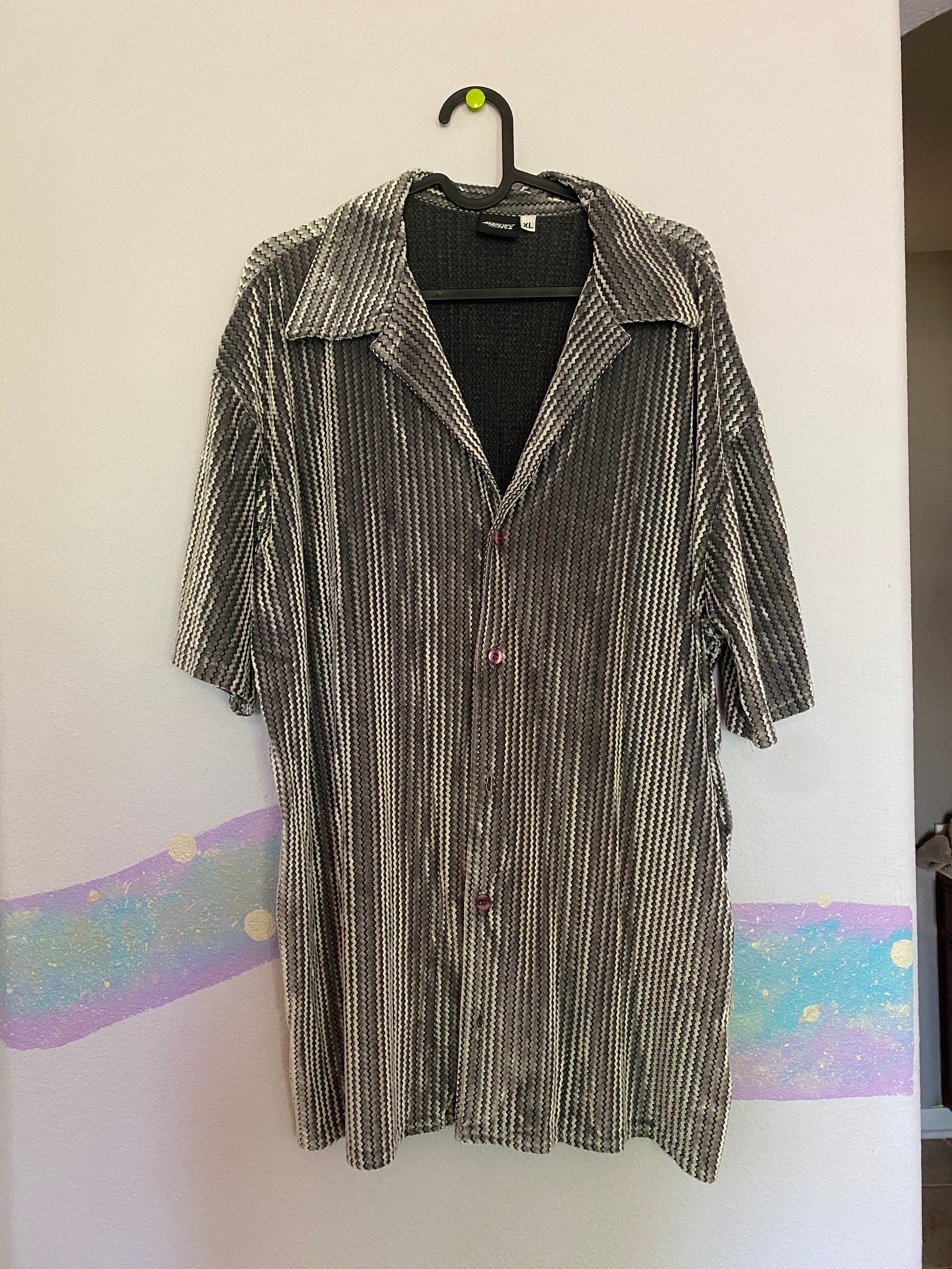 groovy disco zigzag silver shirt