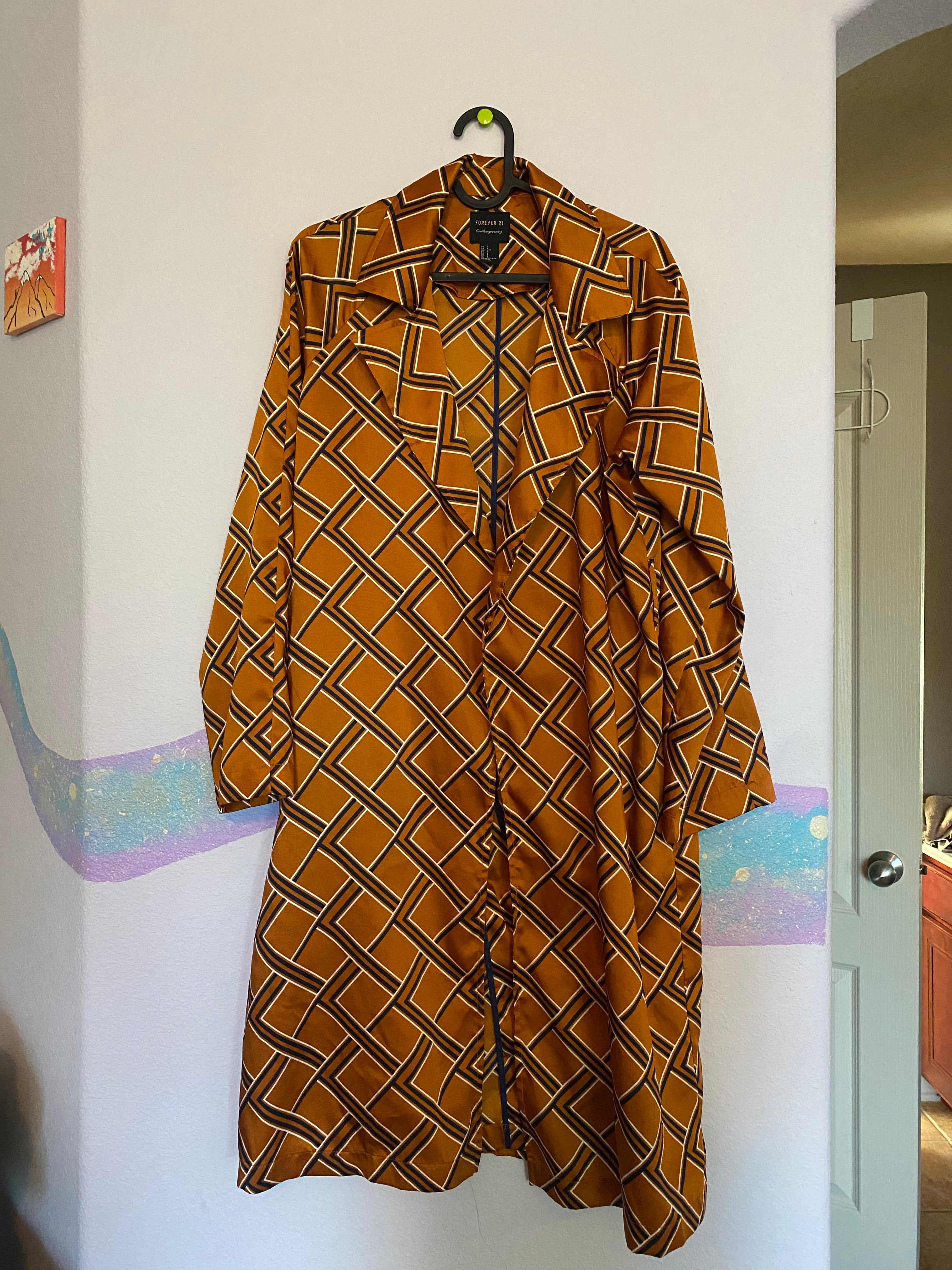 funky geometric orange and blue jacket