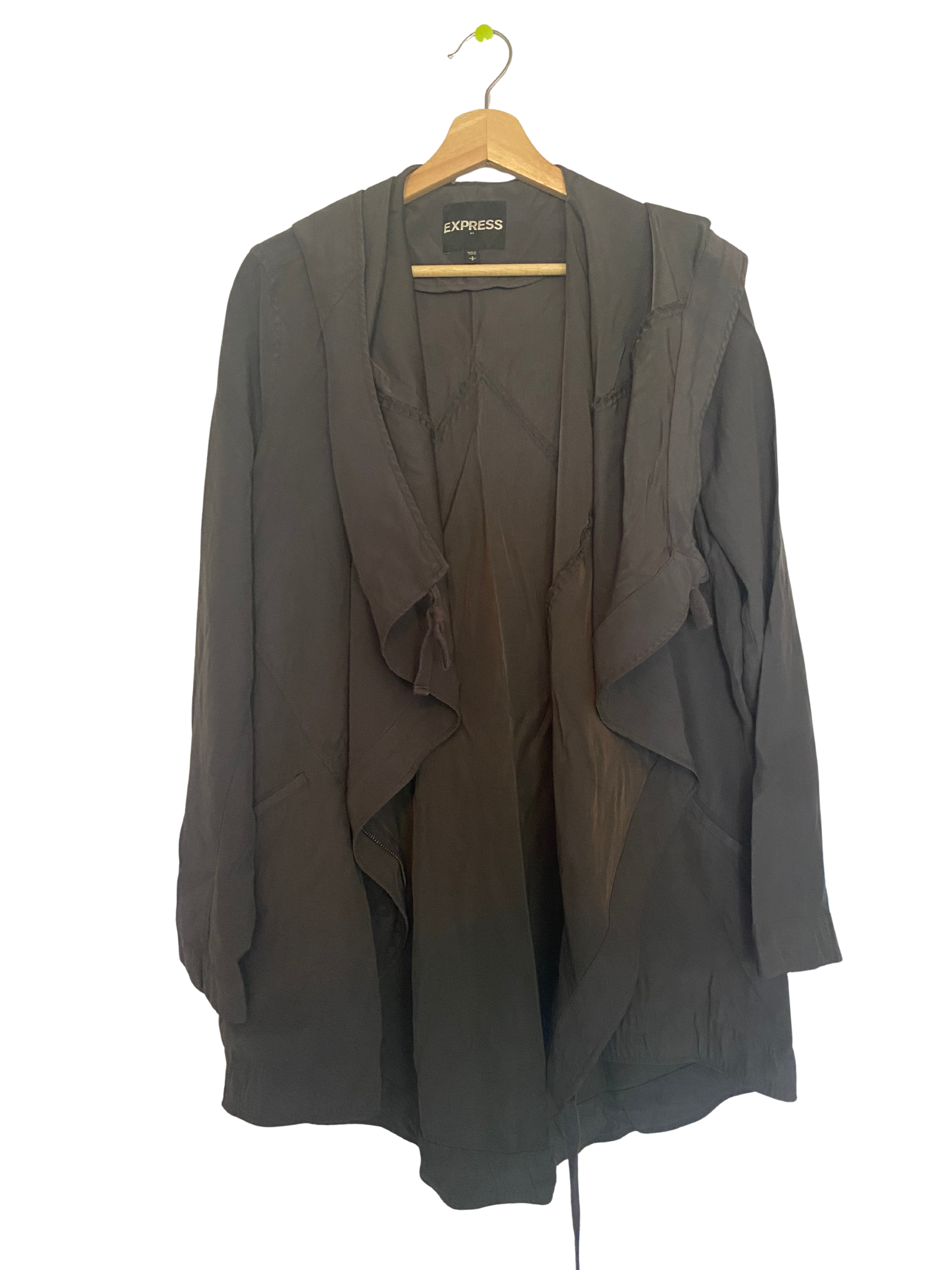 flowy gray jacket with good vibes