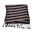 navy striped fringe scarf