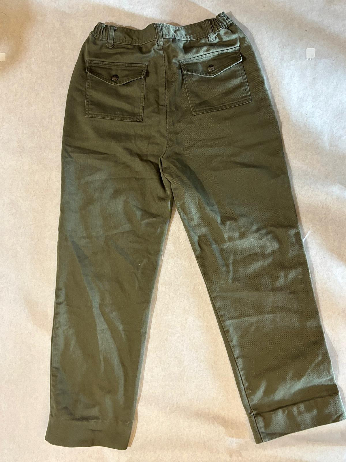 olive green straight-leg pants