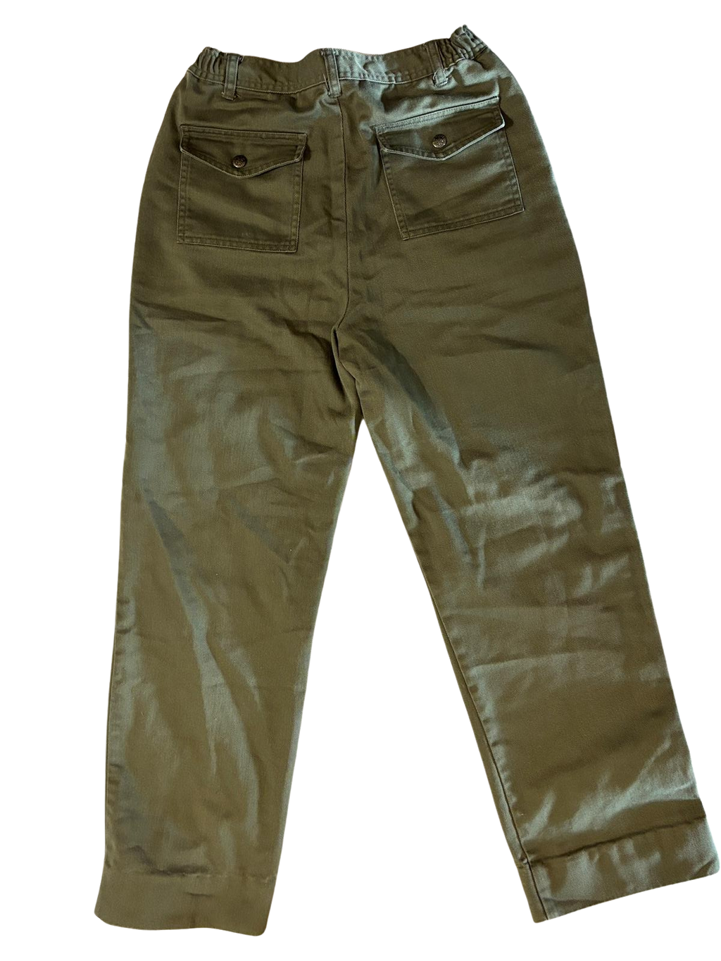 olive green straight-leg pants