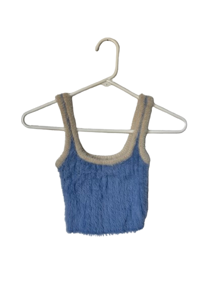 fuzzy blue cropped tank top