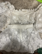 white lace puff-sleeve top & skirt