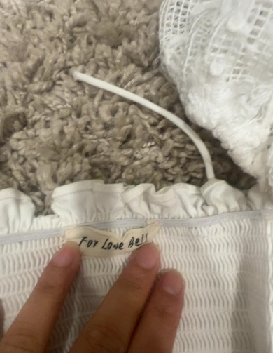 white lace puff-sleeve top & skirt