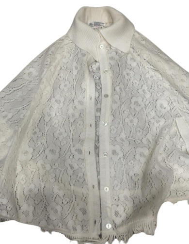 white lace button cape