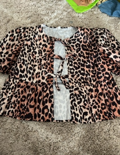 leopard tie-front blouse