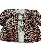 leopard tie-front blouse