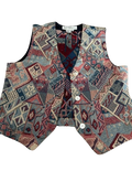 old world vintage-y tapestry button vest