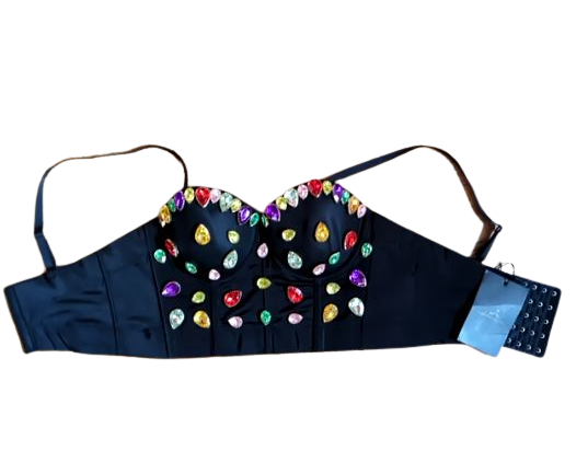 statement jeweled black bustier top